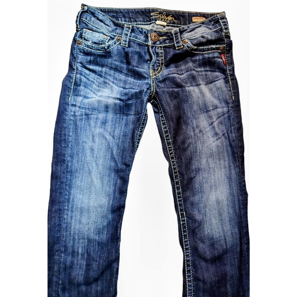Silver Jeans Santorini Women's Size 29 Blue Straight Leg Stretch Denim Capri - Picture 5 of 16